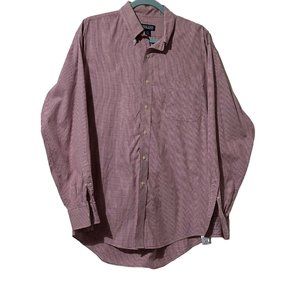 Lands’ End Men’s Size 16-34 red check  button down cotton shirt